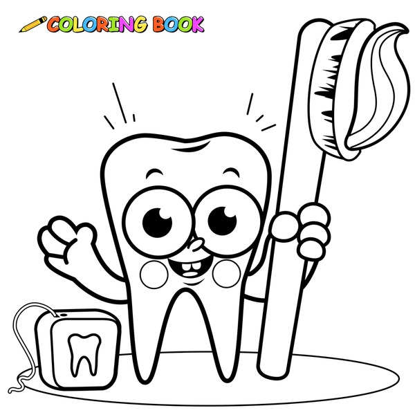 Brush teeth cartoon coloring book royalty