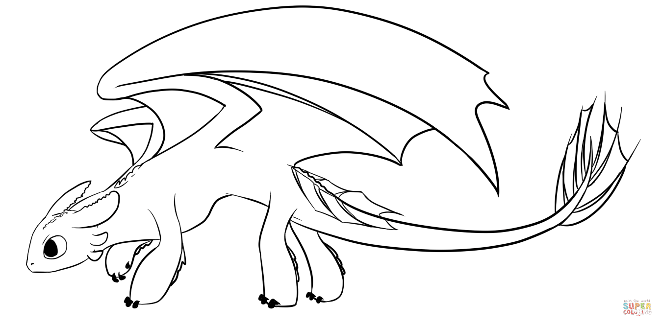 Night fury dragon coloring page free printable coloring pages