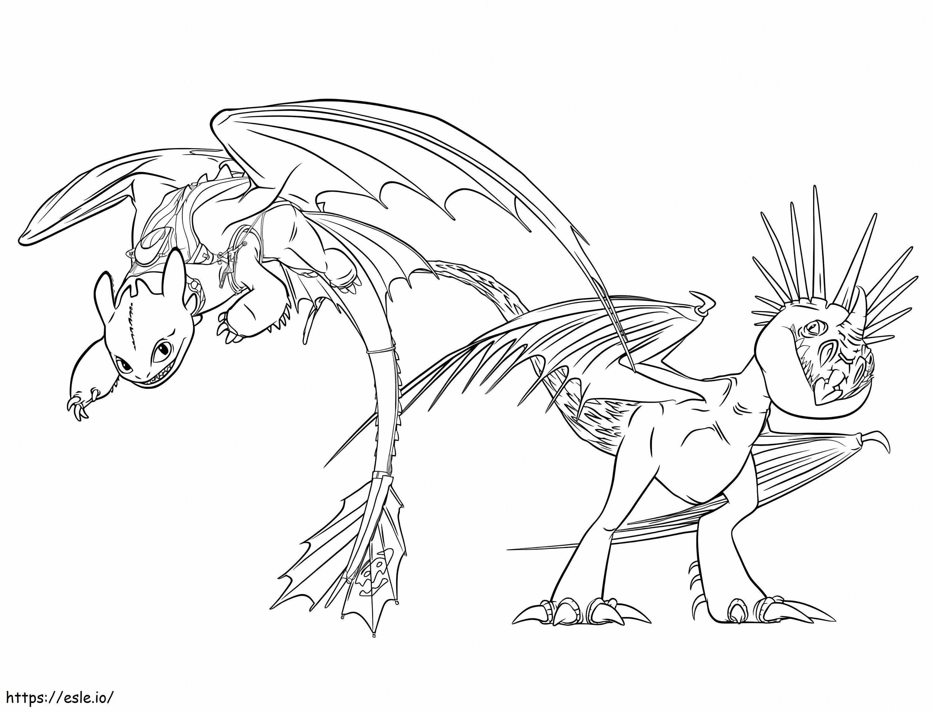Toothless and stormfly coloring page