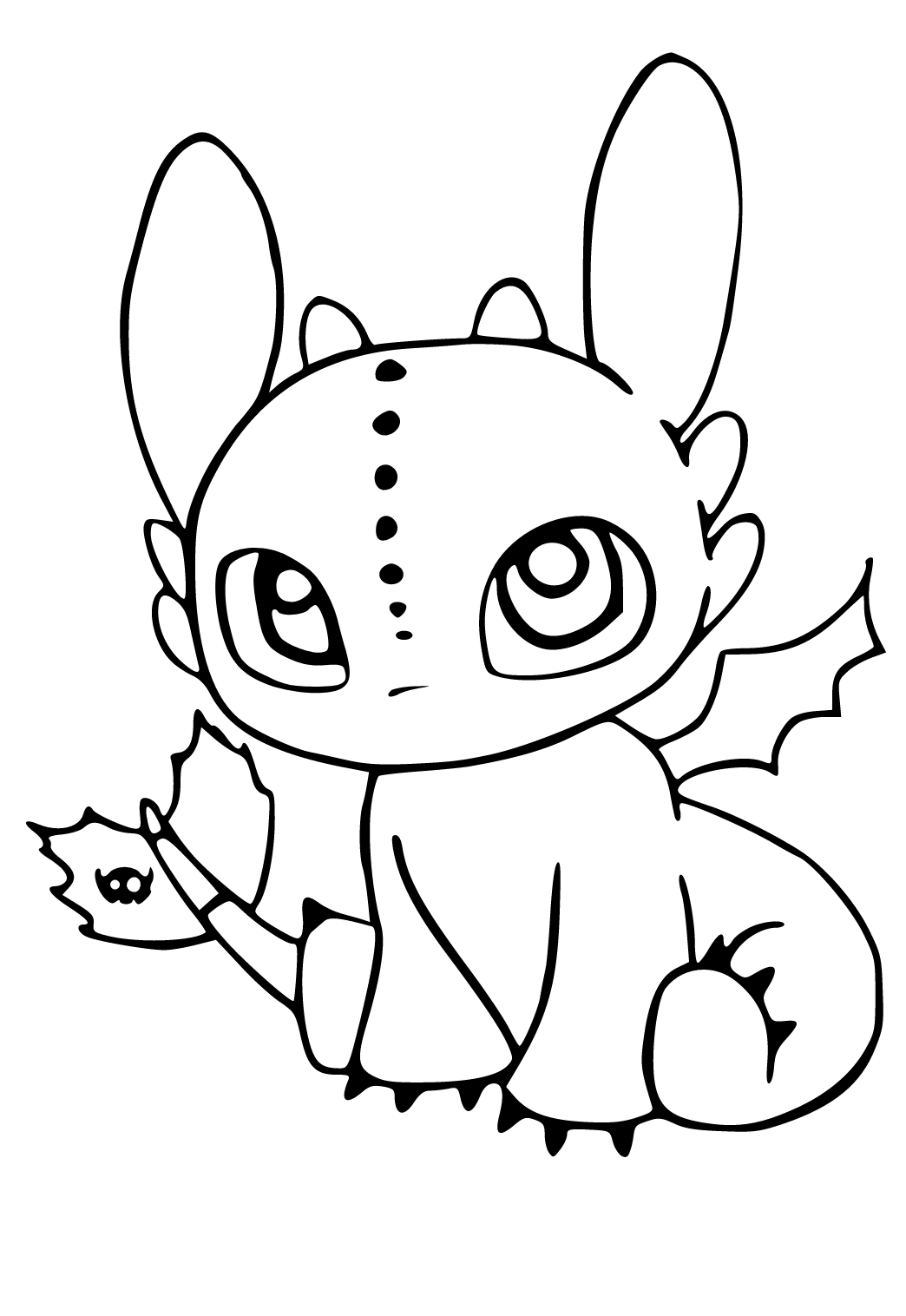 Free printable toothless easy coloring page for adults and kids