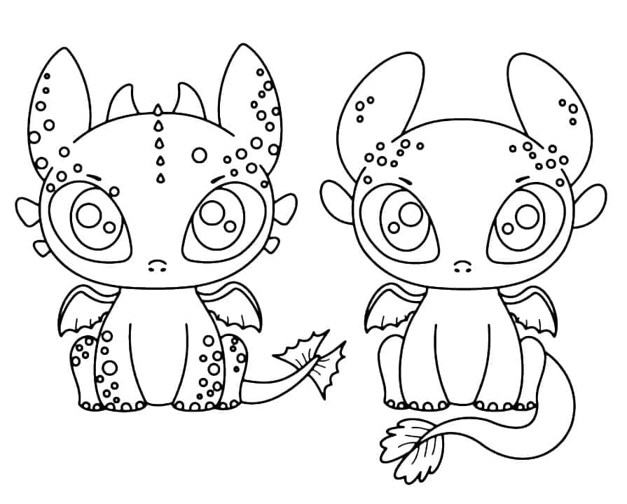 Cute little toothless coloring page