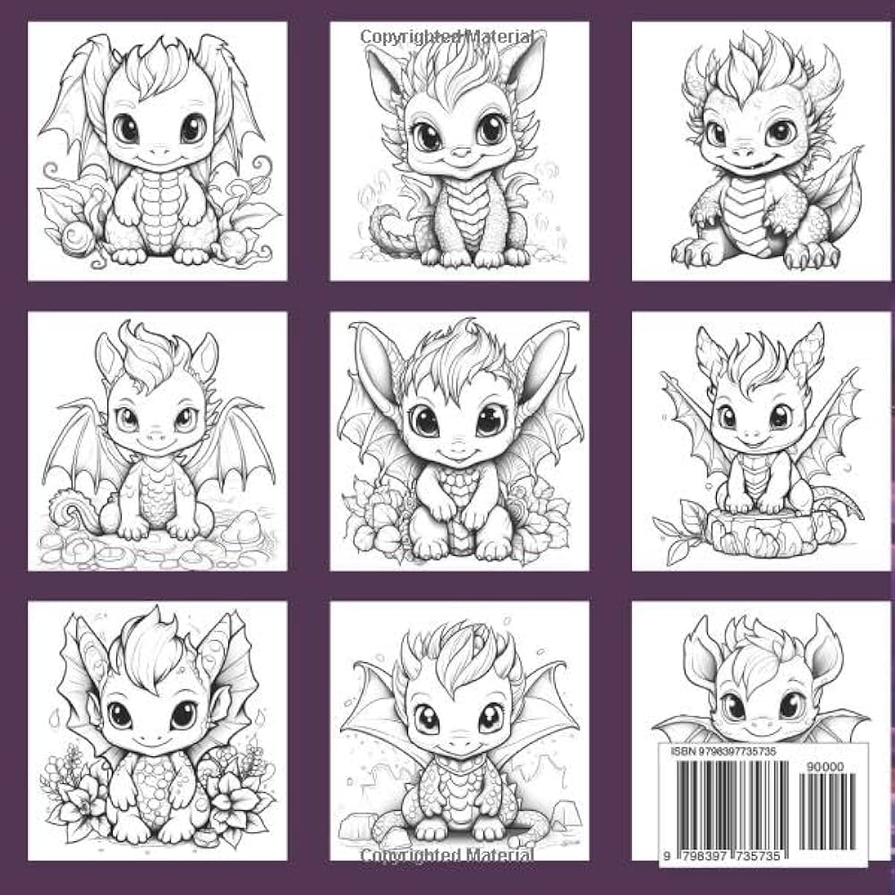 Baby dragons coloring book cute and adorable coloring pages for kids teens and adults for relaxation and stress relief larik marijana books