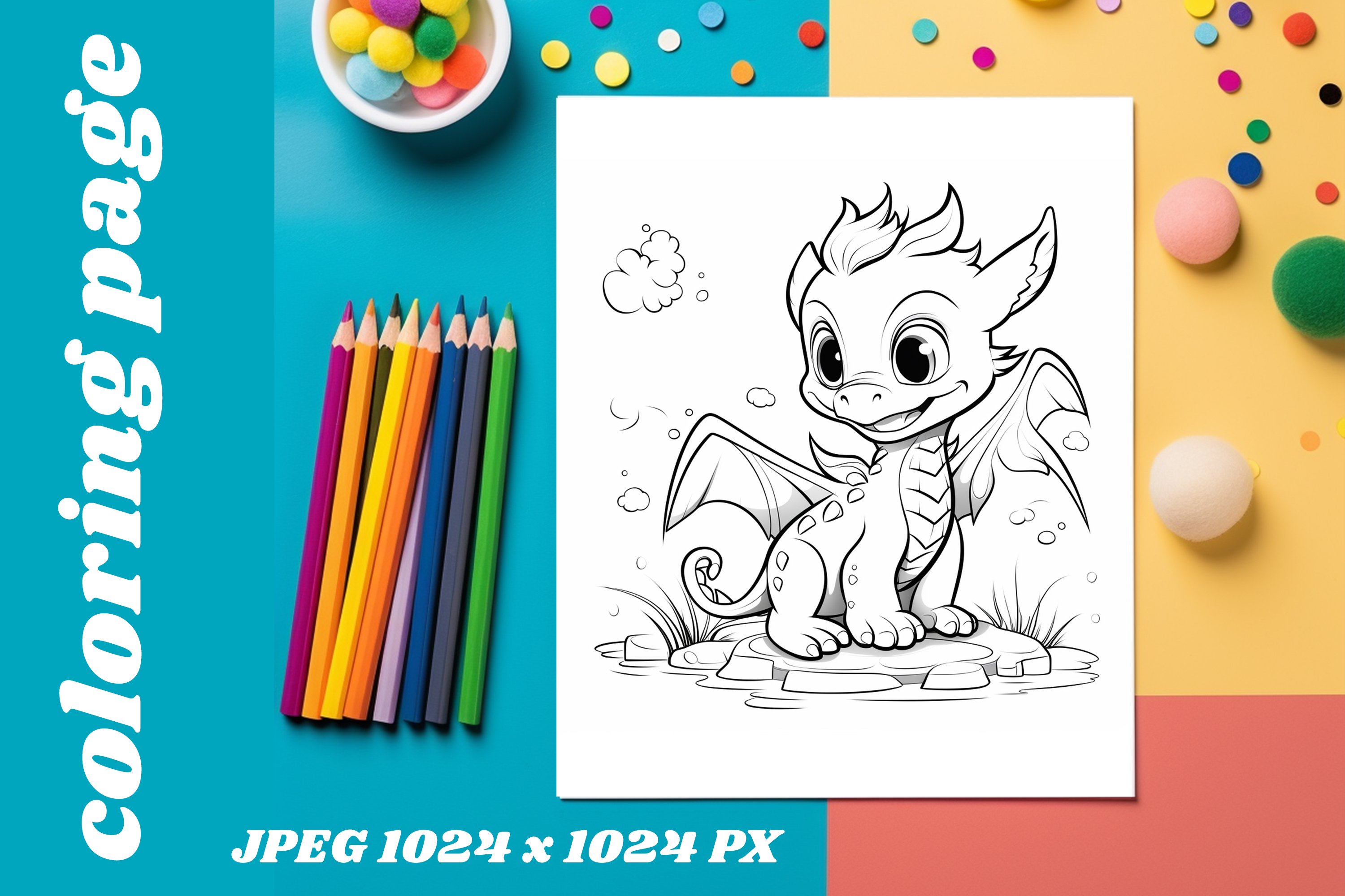 Dragon baby fantasy coloring page