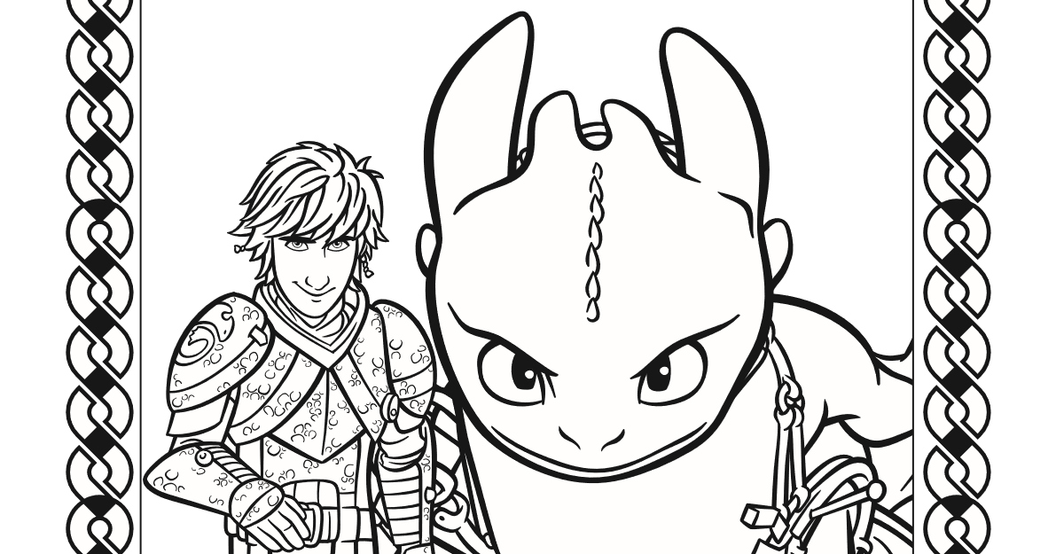 Hiccup and toothless coloring page from httyd