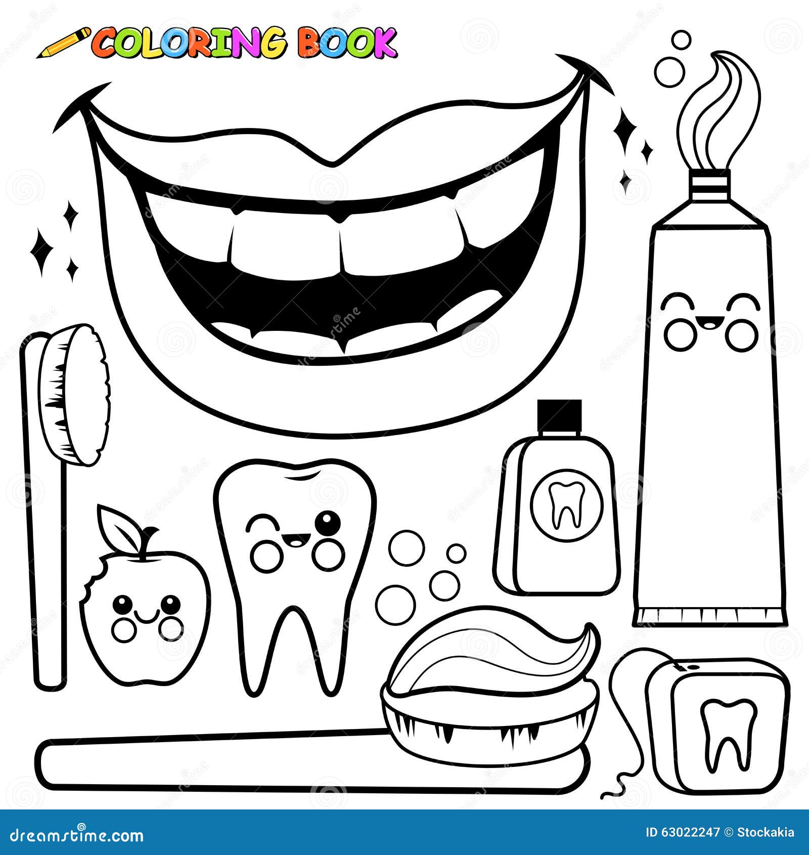 Teeth brushing coloring stock illustrations â teeth brushing coloring stock illustrations vectors clipart