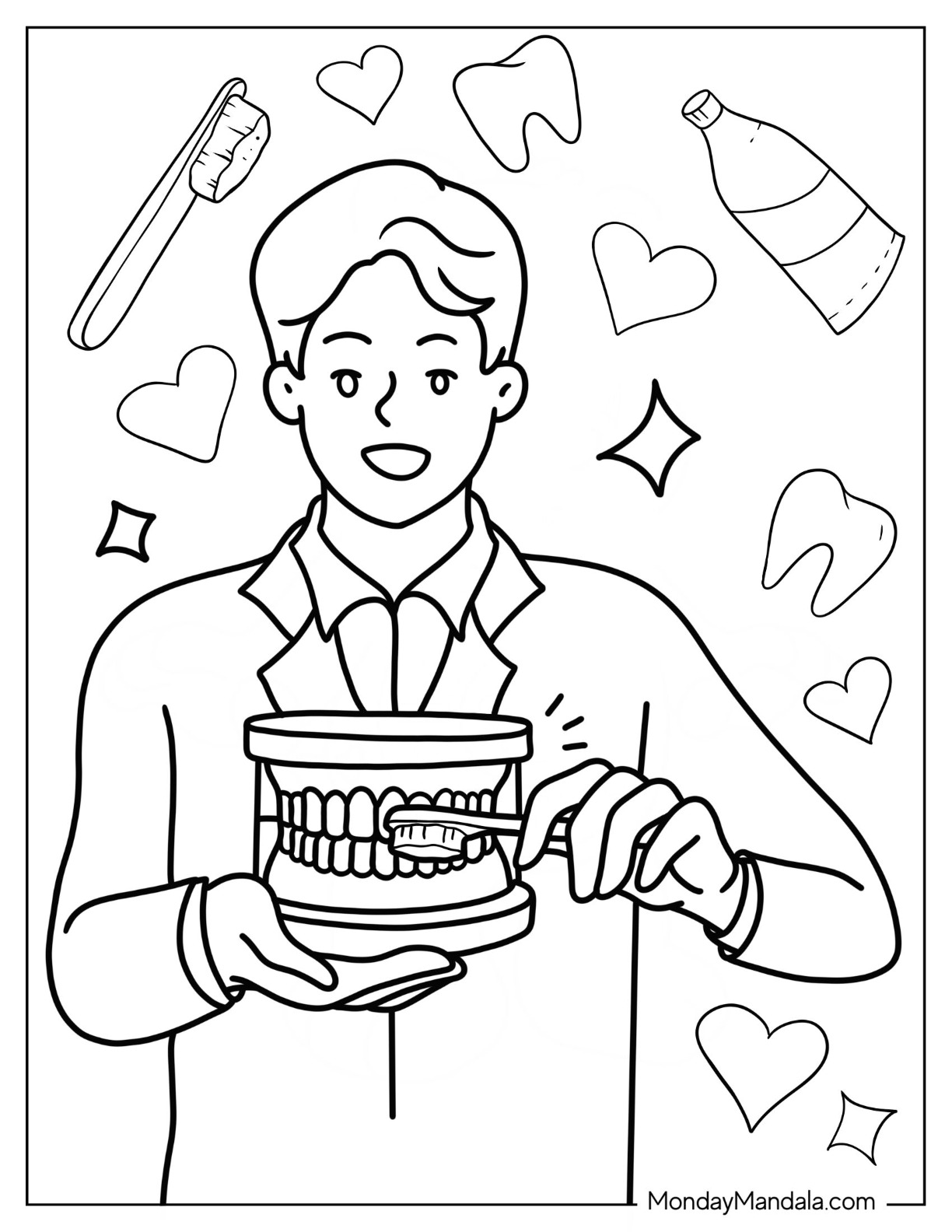 Dentist coloring pages free pdf printables