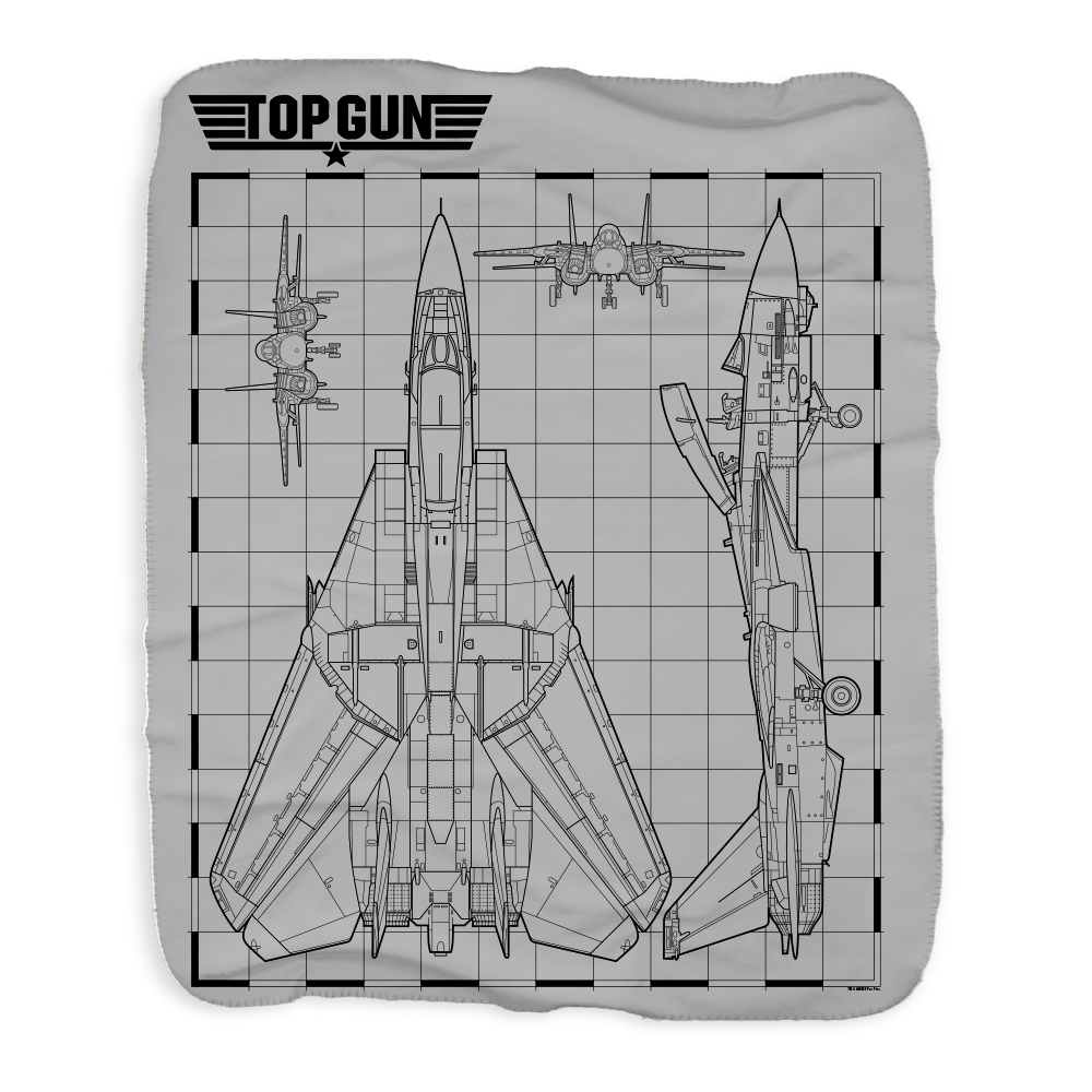 Top gun fighter jet schematics sherpa blanket â paramount shop