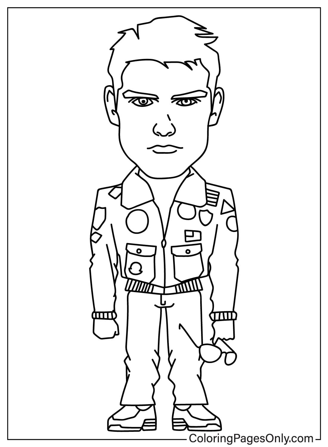 Tom cruise from top gun coloring page