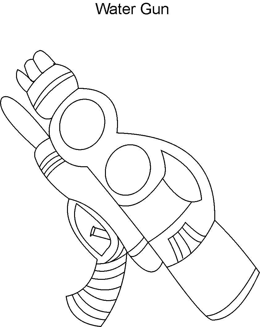 Water gun coloring printable page for kids