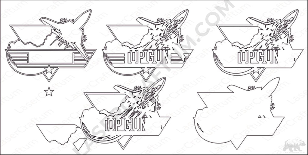 Top gun jet fighter layered design for cutting