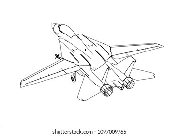 Sketch military airplane vector stock vector royalty free