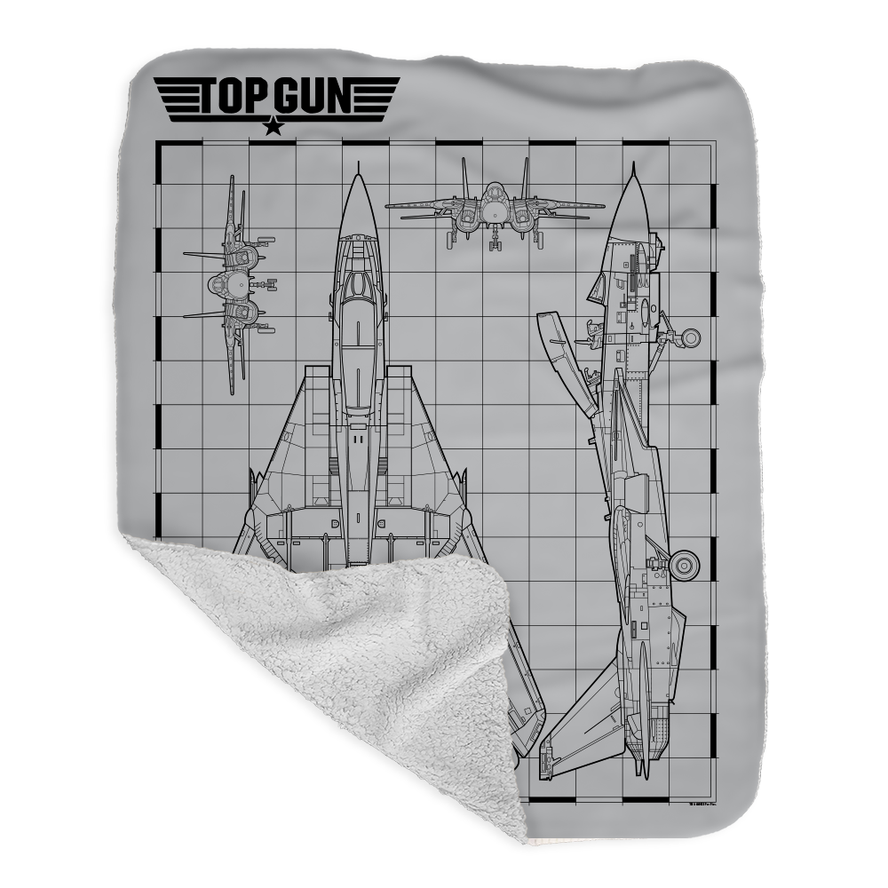 Top gun fighter jet schematics sherpa blanket â paramount shop