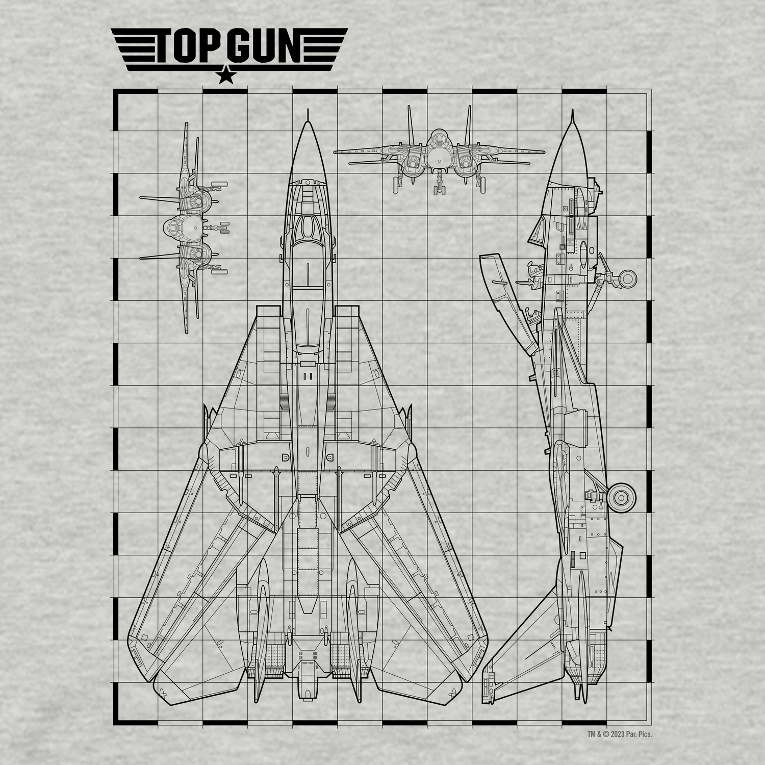 Top gun fighter jet schematics unisex premium t