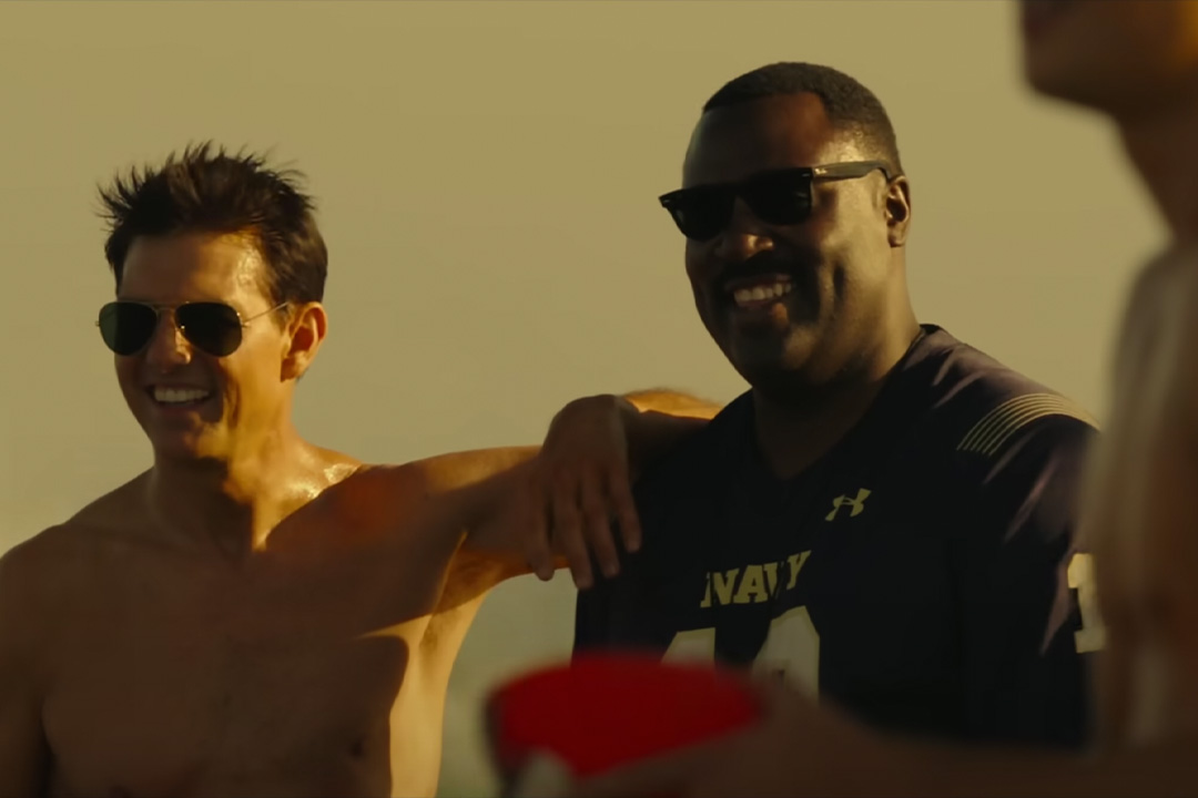 Top gun maverick beach football scene