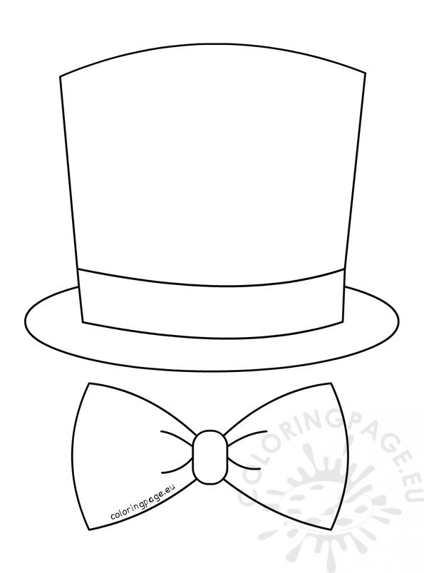 Top hat bow tie vector illustration coloring page