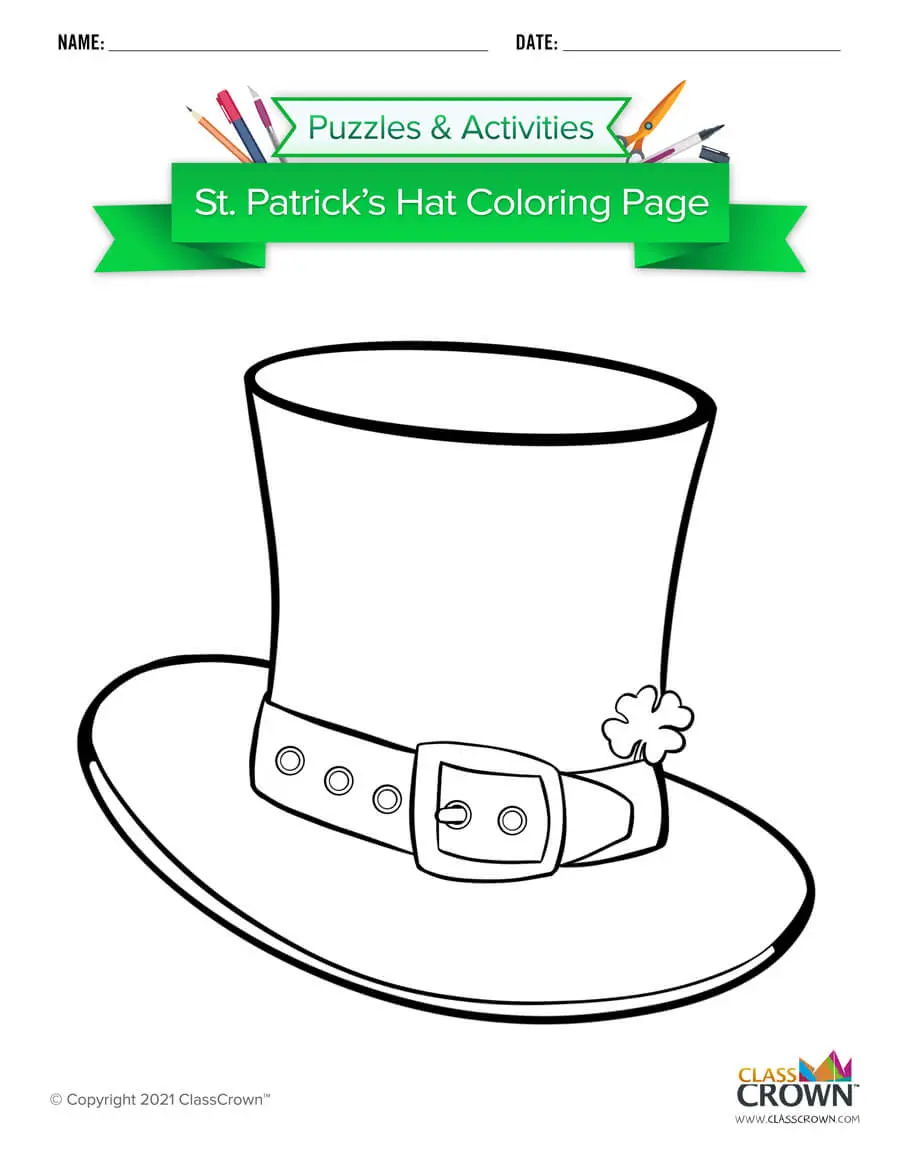 St patricks hat coloring page