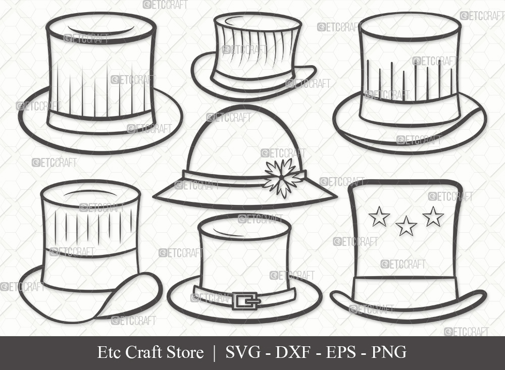 Top hat outline svg cut file party hat svg