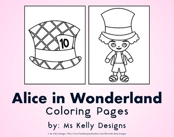 Alice in wonderland coloring pages set by ms kelly designs tpt