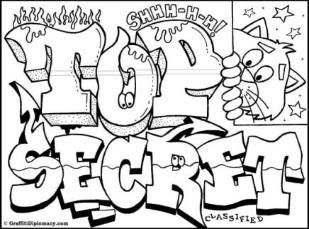 Top secret graffiti lettering graffiti words coloring pages for teenagers