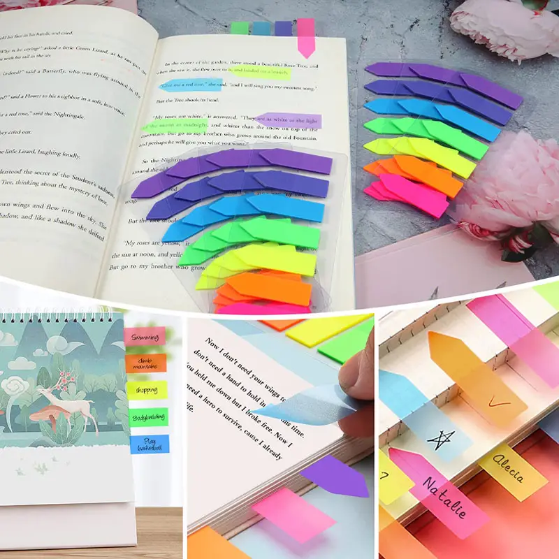 Color fluorescent pet sticky notes transparent index n