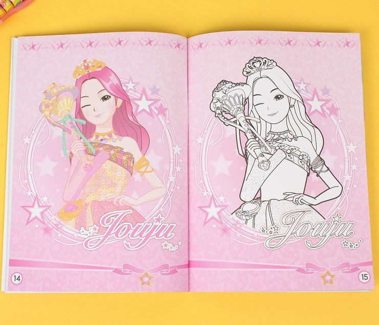 Korean tv anime girls princesses secret jouju sticker coloring book kids gift