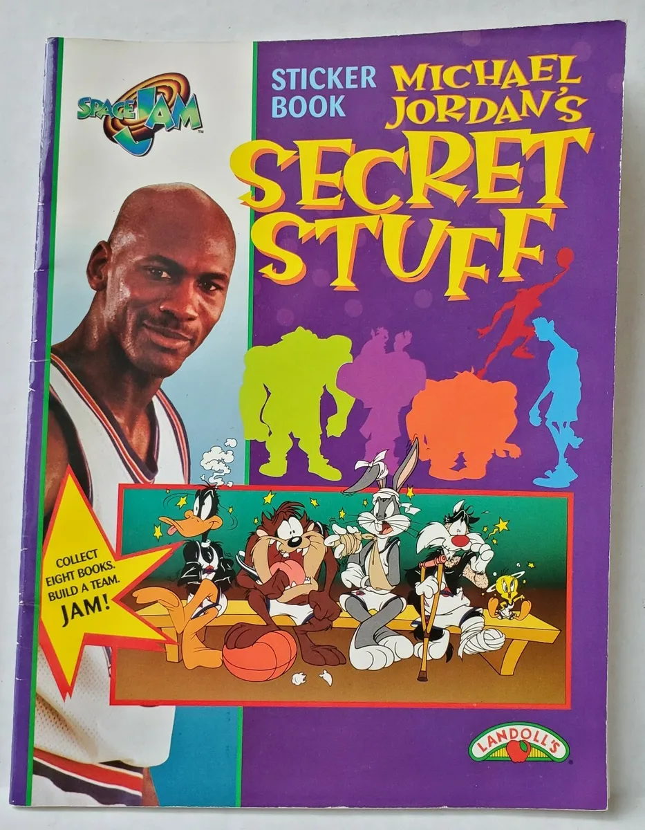 Unused space jam michael jordans secret stuff sticker coloring book vintage nba