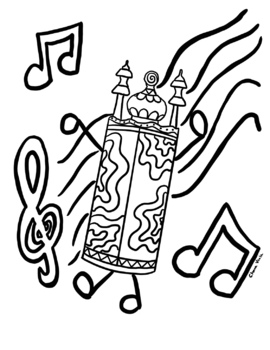 Dancing musical sefardi torah coloring sheet by chana voola tpt