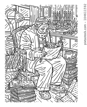 Hanukkah man reading torah adults coloring page