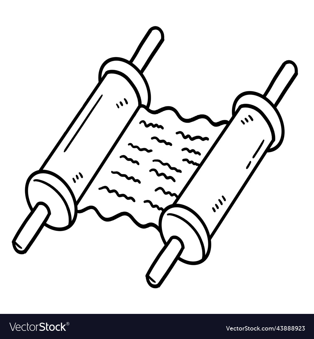 Hanukkah torah scroll isolated coloring page vector image