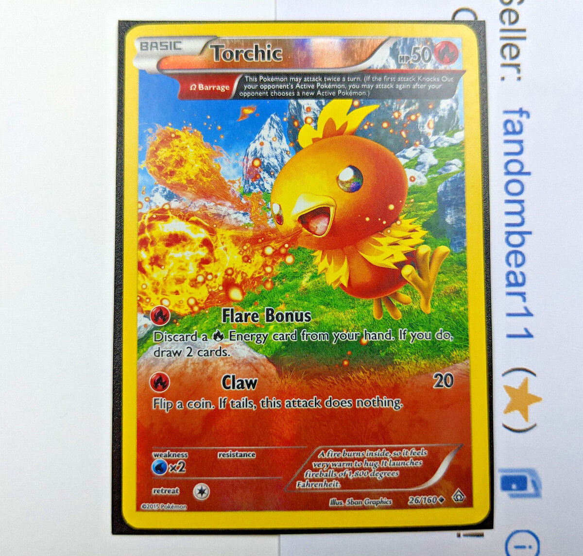 Torchic reverse holo full art card xy primal clash pokemon tcg