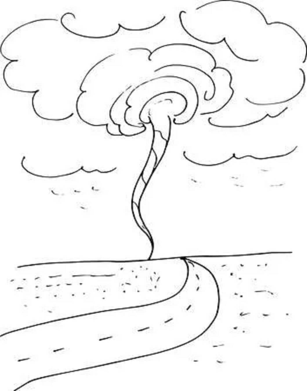 Tornado on the road coloring page