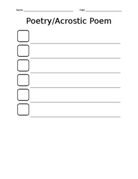 Name acrostic poem template tpt