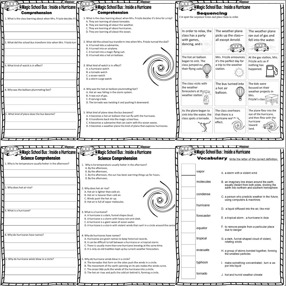 Magic school bus inside a hurricane book panion science weather made by teachers