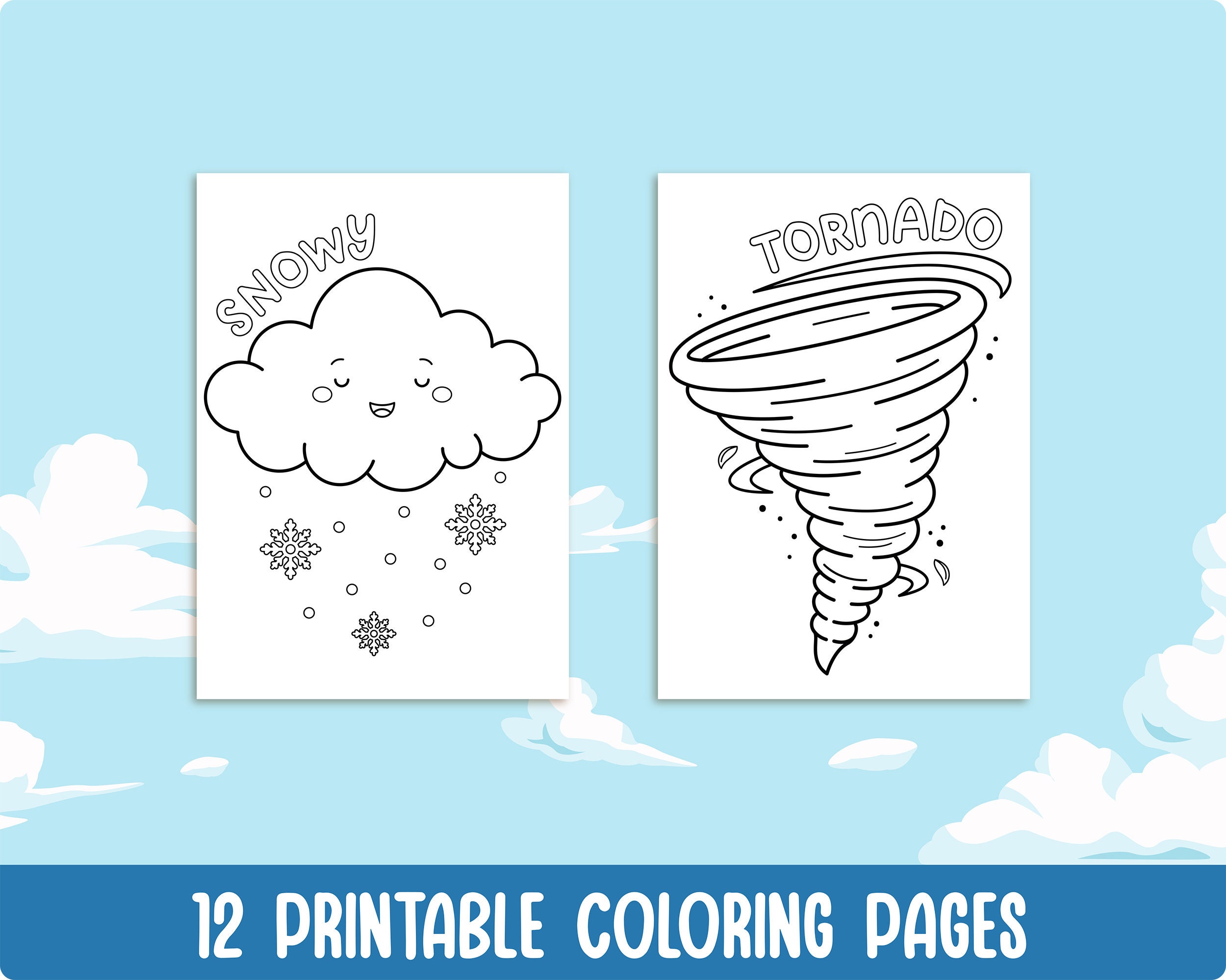 Printable weather elements coloring pages for kids with names weather symbols colouring book party activity