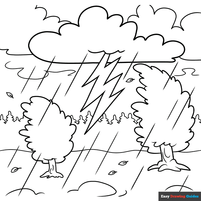 Thunderstorm coloring page easy drawing guides