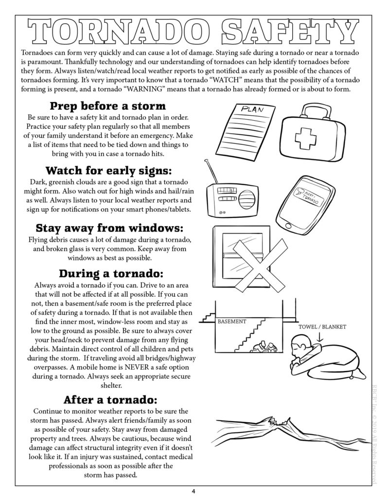 Tornado safety imprint coloring book