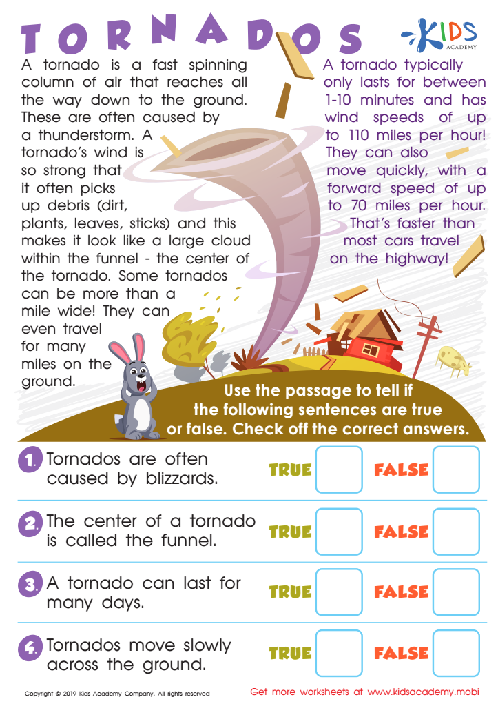 Tornados worksheet for kids