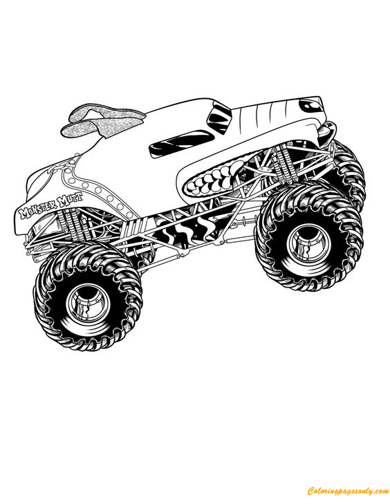 Monster truck mutt coloring page