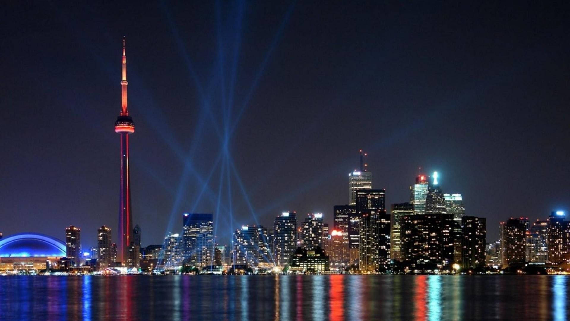 Download toronto skyline at night wallpaper