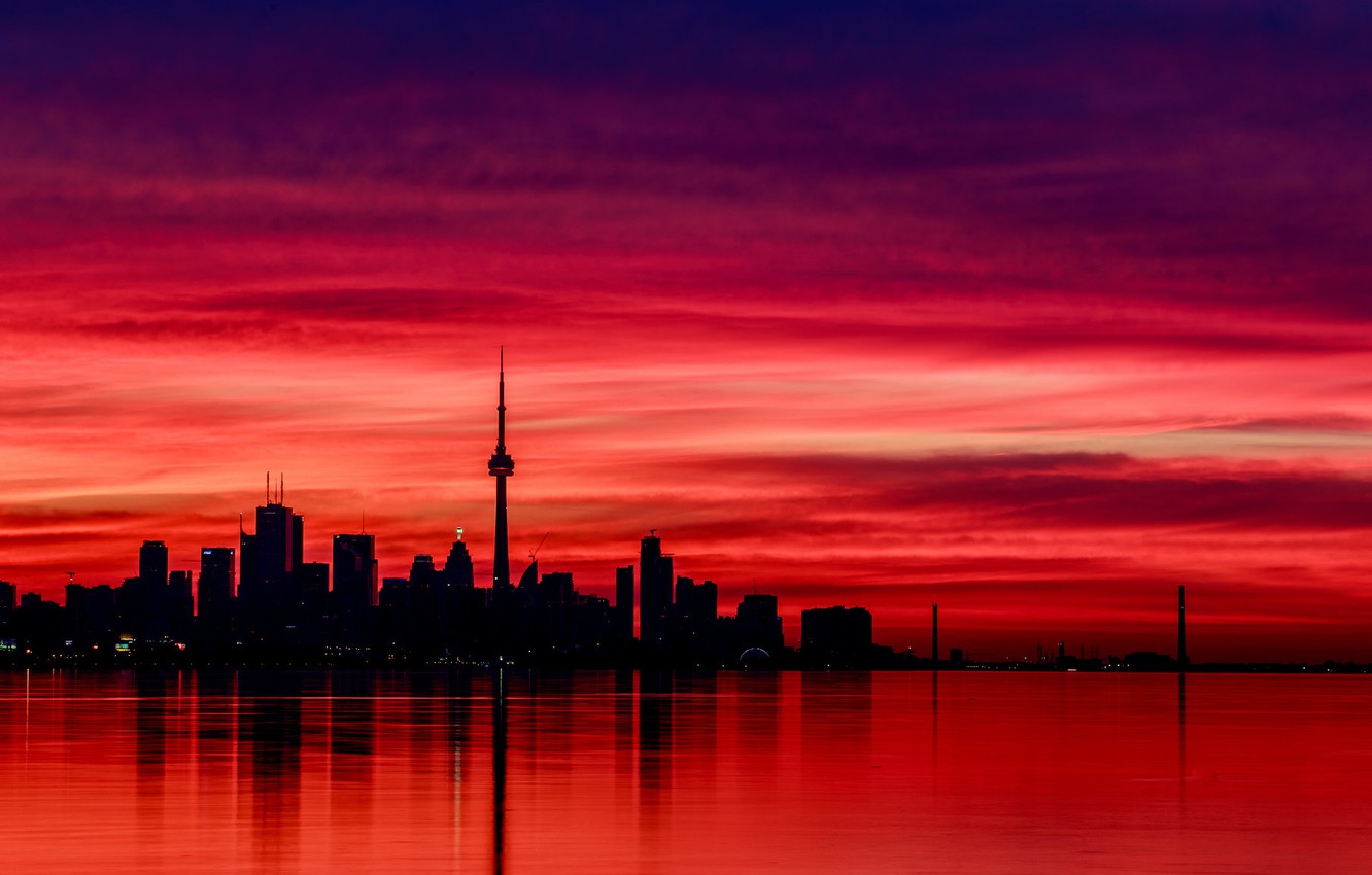 Wallpaper reflection the evening canada canada evening toronto reflection red sky red sky toronto night at night cn tower cn tower images for desktop section ððñðð