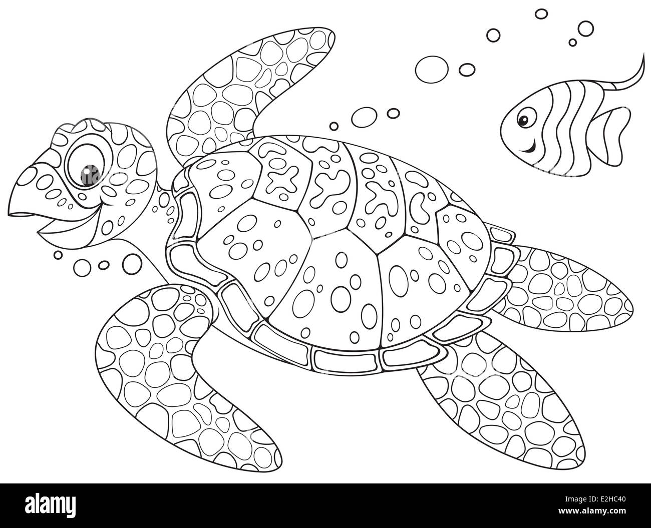 Tortuga dibujo imãgen de stock en blanco y negro