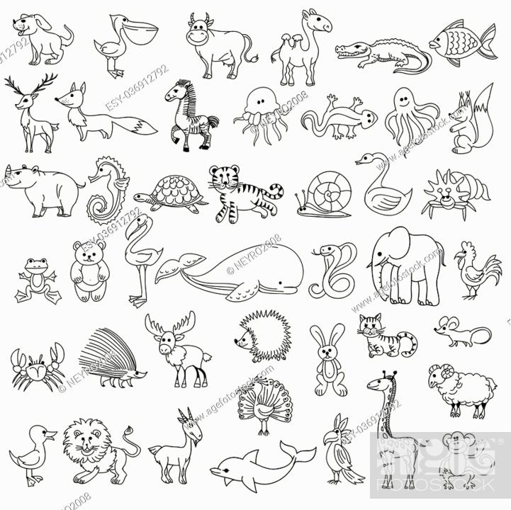 Doodle animals childrens drawing animal doodle drawing character animal wildlife foto de stock vector low budget royalty free pic y