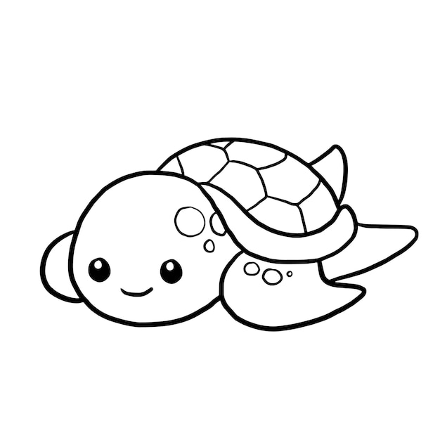 Premium vector turtle cartoon animal cute kawaii doodle coloring page drawing