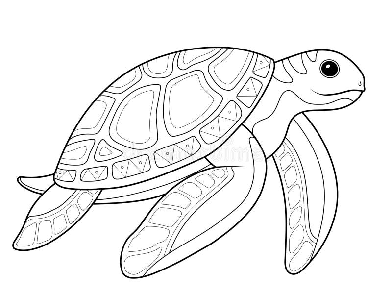 Sea animal turtle coloring book vector children stock vector