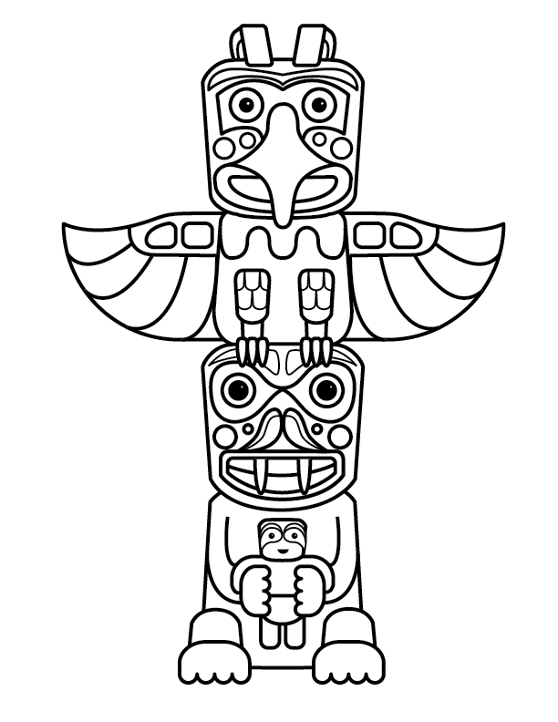 Free printable totem pole coloring pages for kids