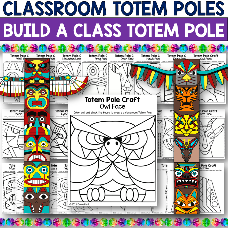 Classroom totem pole craft project made by teachers