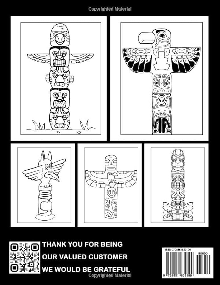 Totem pole coloring book wonderful coloring pages for adults teens kids incredible illustrations for relaxation hooper katherine books