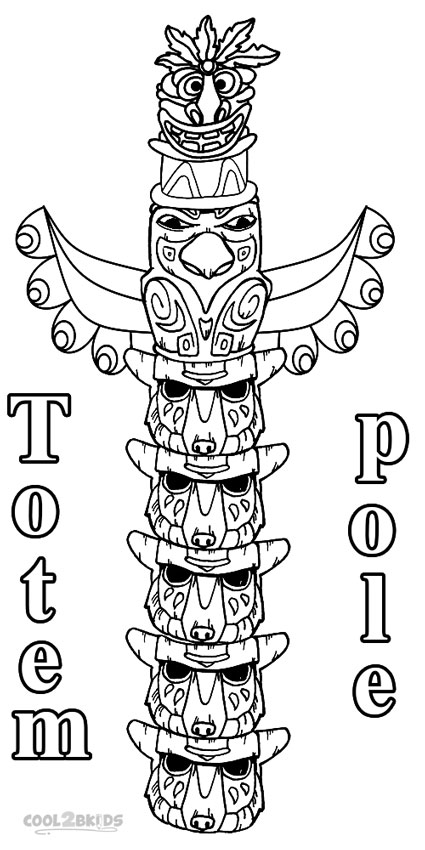 Printable totem pole coloring pages for kids