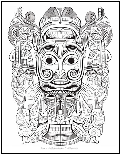 Tribal mask happy coloring page print it free