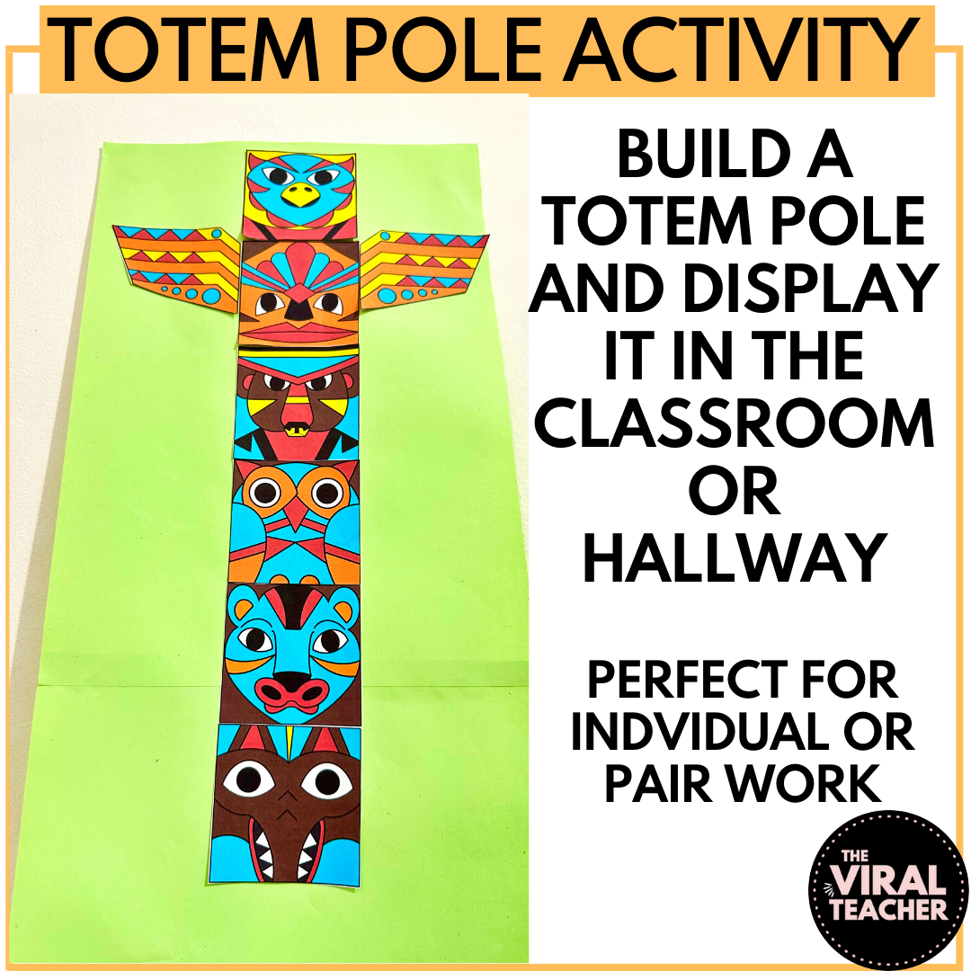 Build a totem pole for native american heritage month craft and writing activity made by teachers